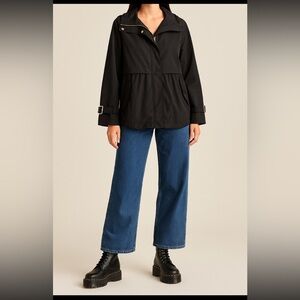 *Zara Basic -  Spring/Fall Black Jacket - Gold Hardware - Hidden Hood